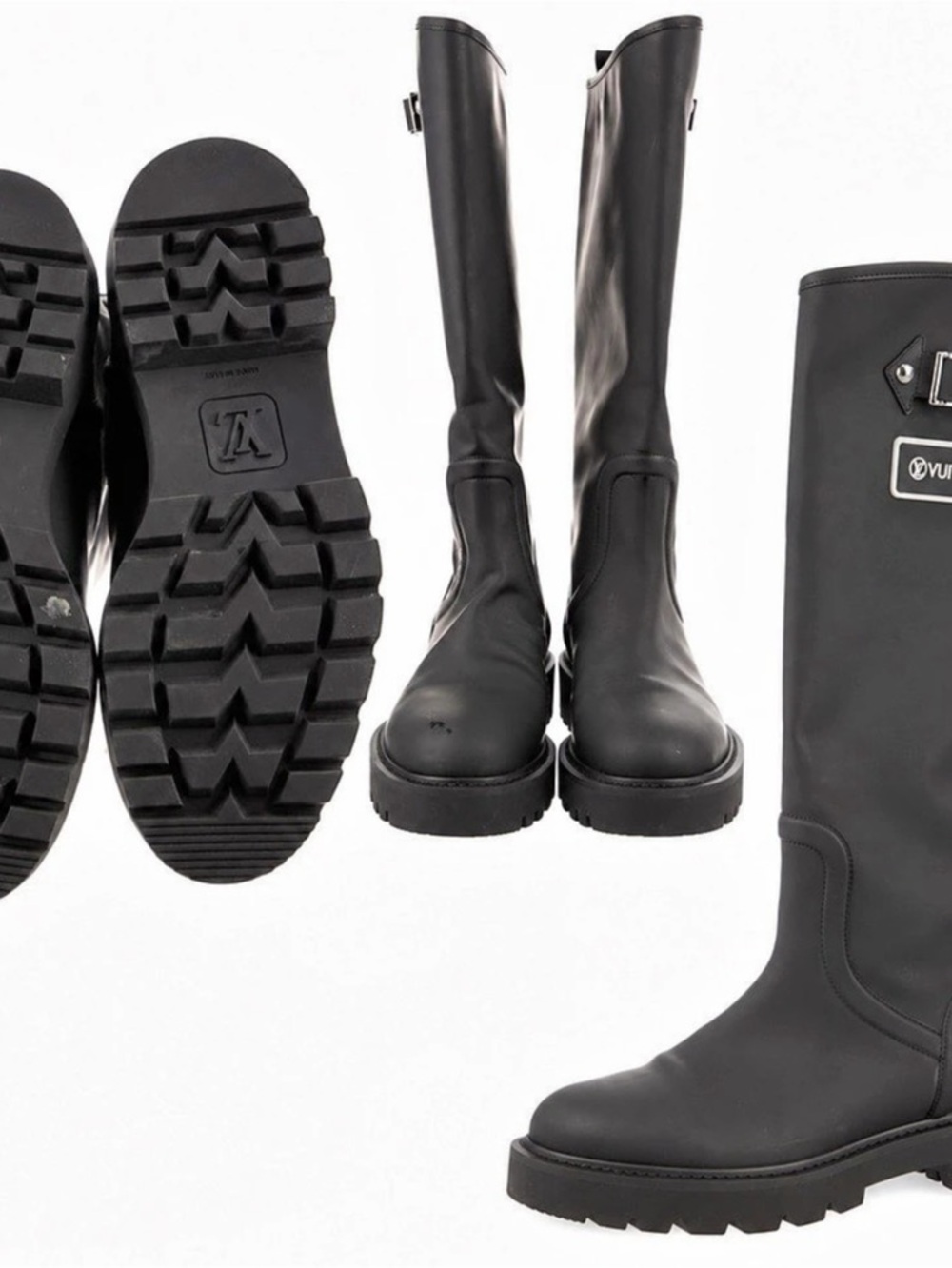 Louis Vuitton Territory Rain Boots Leather Rain Boots Black US 9